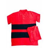 Red cotton casual short sleeves polo neck T-shirt for men