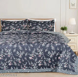 Cotton floral print reversible quilted bed cover (90*100) with 2 pillow covers (20*30), ideal for adult summer seasons, India-made luxury bedding set