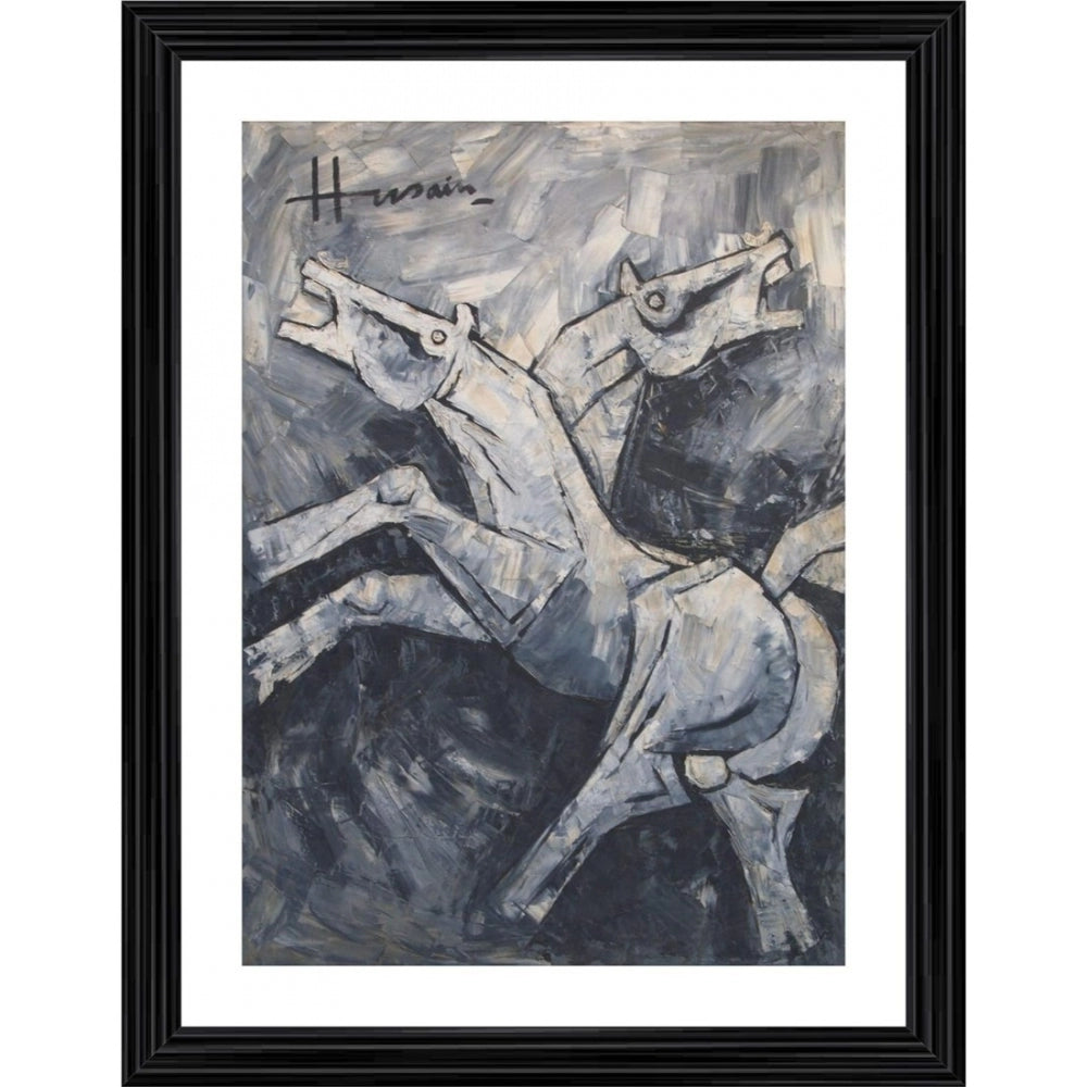 Artistic horse silhouette with multi-colored wood frame