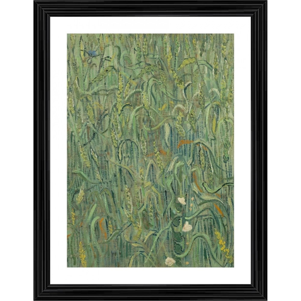 Multi-colored wood framed Ears of Wheat painting, lightweight for wall mounting (14x18)