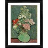 Multicolor wood framed Vase of Flowers painting with lightweight wall mount, art print on display