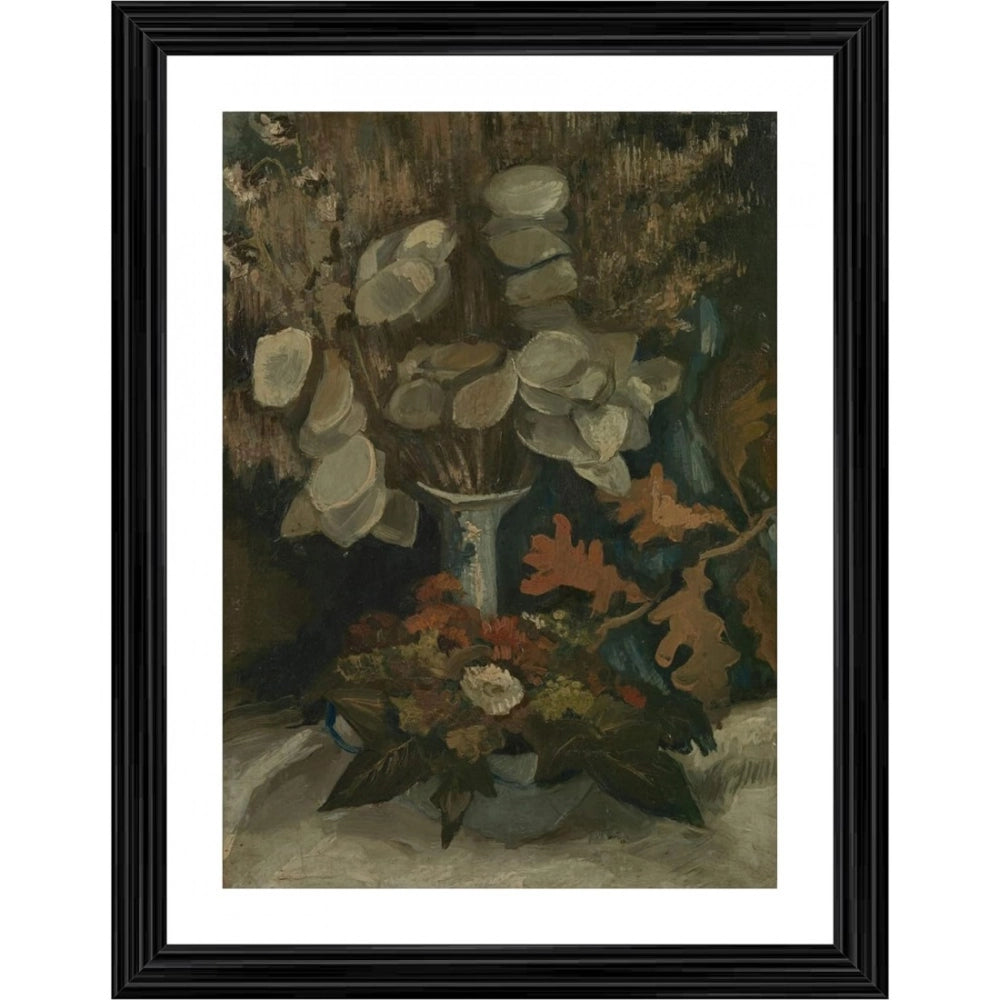 Multicolor wood-framed vase with Honesty 1884 painting, lightweight wall-mounted photo frame with painted artwork