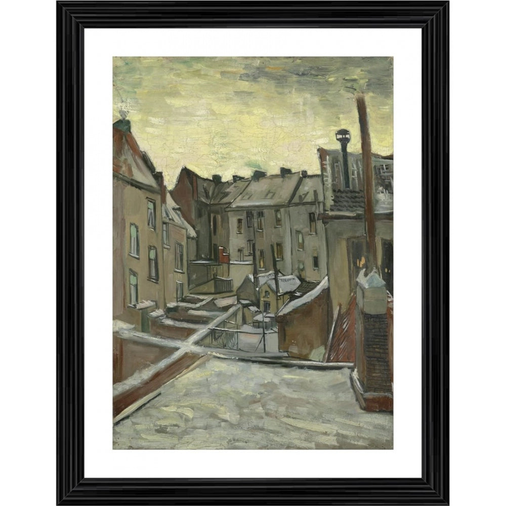 Houses seen from the back 1886 painting with wood photo frame and multiple colors