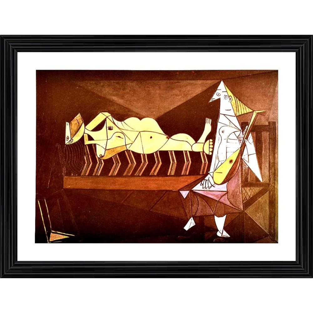 Aubade 1942 artwork in wood photo frame, multicolor