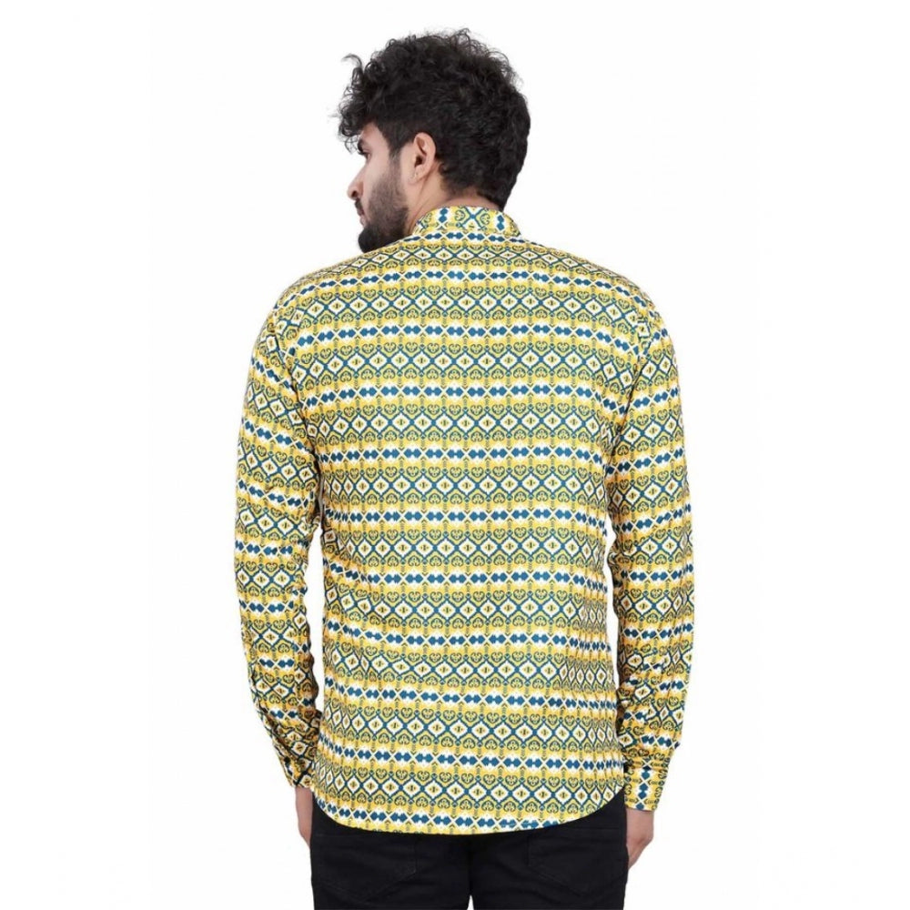 Men's cotton blended short kurta, multicolor pattern
