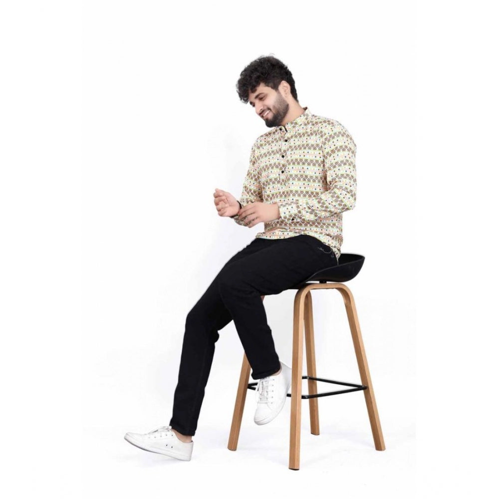 Men's cotton blended multicolor full sleeve short kurta