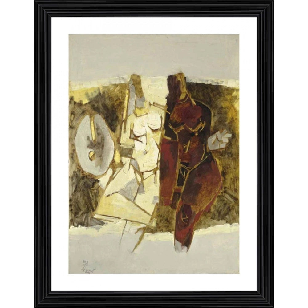 Multicolor wood framed Kobra 1968 painting with lightweight wall mount (14x18)