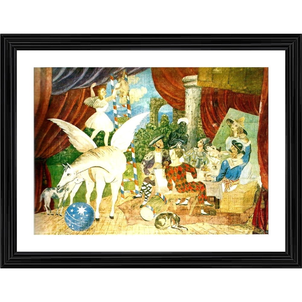 Multi-color vintage parade painting theatre curtain wood frame