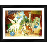 Multi-color vintage parade painting theatre curtain wood frame