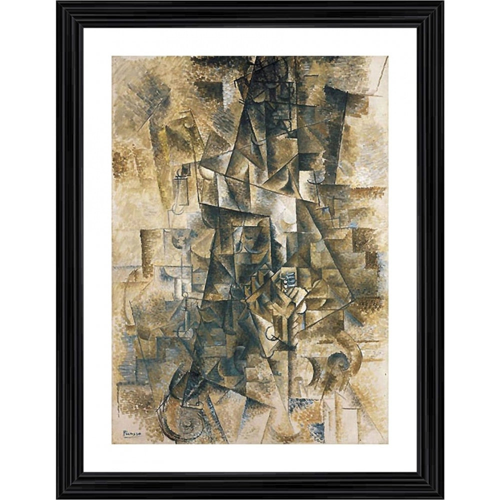 The Piano Accordionist 1911 Painting With Wood Photo Frame (Multicolor) - GillKart