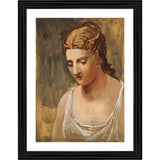 This is an oil painting from the early 20th century, depicting a classical head against a neutral background. The artwork captures a serene and elegant subject, rendered in a realistic style with a harmonious use of colors. The frame of the painting has multiple color options to complement various interior decors. The overall composition is visually pleasing and a great addition to any art collection or living space decor