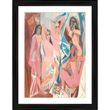 Multicolor wood-framed reproduction of The Ladies of Avignon 1907 painting, lightweight wall mount, 14x18 inches