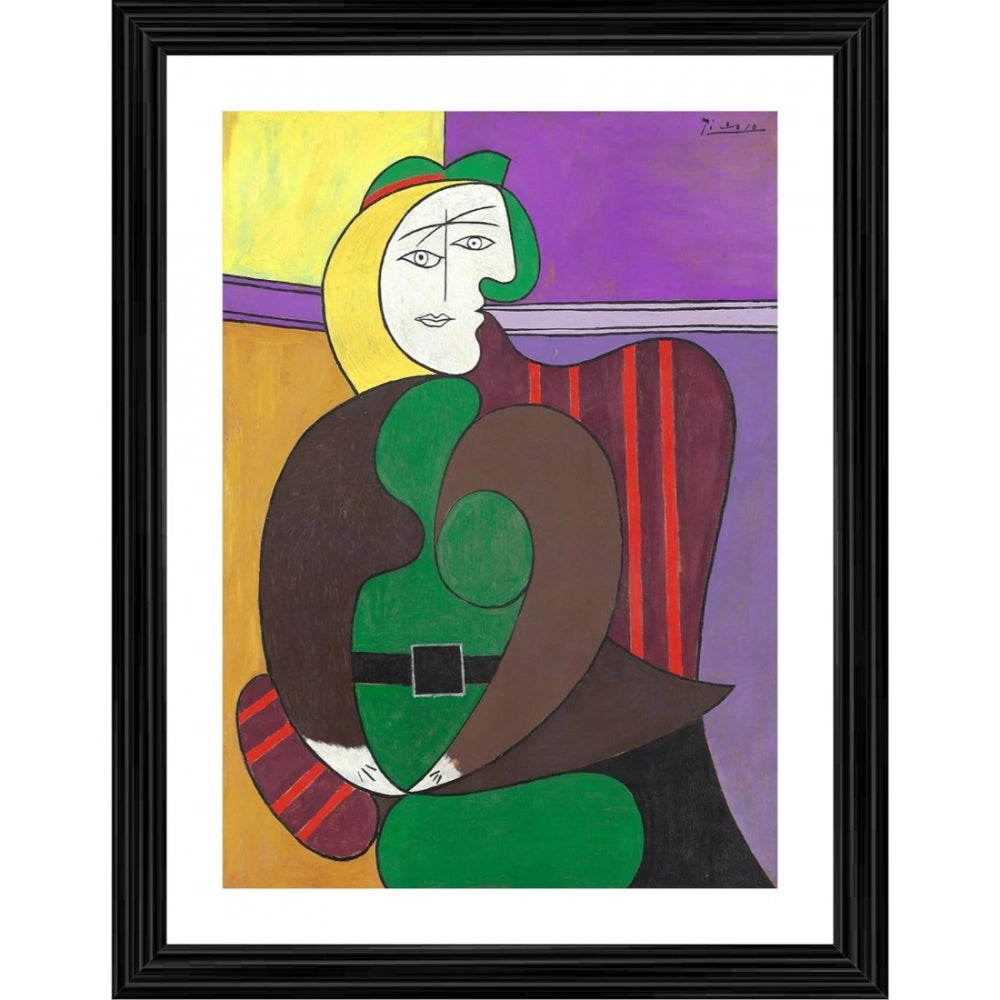 Multicolor wood-framed painting of 'The Red Armchair' (1931), lightweight for wall mounting, 14"x18" size