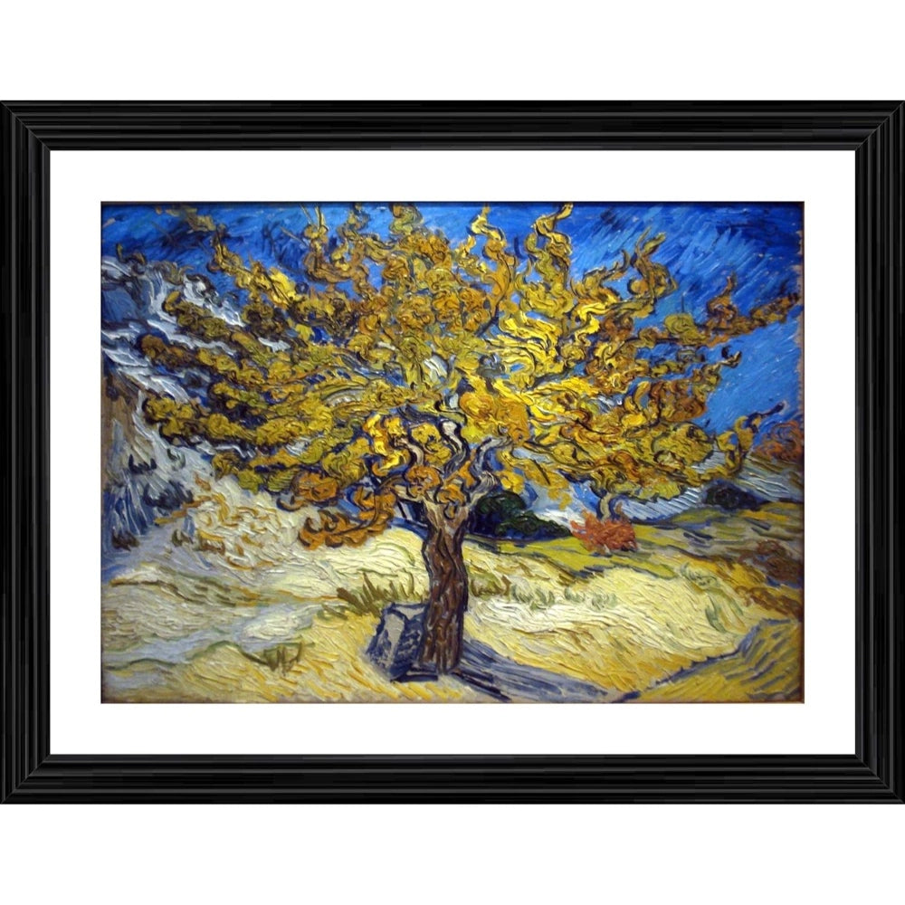 Multicolor wooden framed Mulberry Tree I Autumn 1889 painting with lightweight wall mount, showcasing vibrant autumn foliage