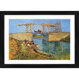 Multicolor wood frame, oil on canvas painting of The Langlois Bridge at Arles 1888
