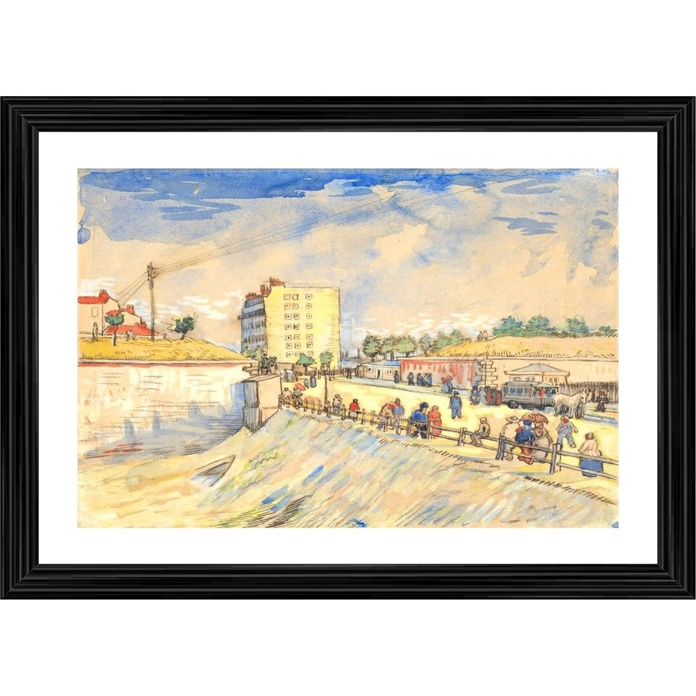 Multicolor Wood Framed Painting of Gate in Paris Ramparts (1887), lightweight wall mount for home decor
