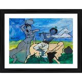 Multicolored Radha Krishna artwork in photo frame