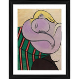 Multicolor wood framed painting of a woman with yellow hair (14x18"), lightweight wall mount for display