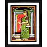 Colorful Yashoda painting with a wood photo frame
