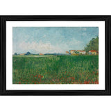Multicolor wood-framed painting of a field with poppies (14x18), lightweight wall mount for home decor