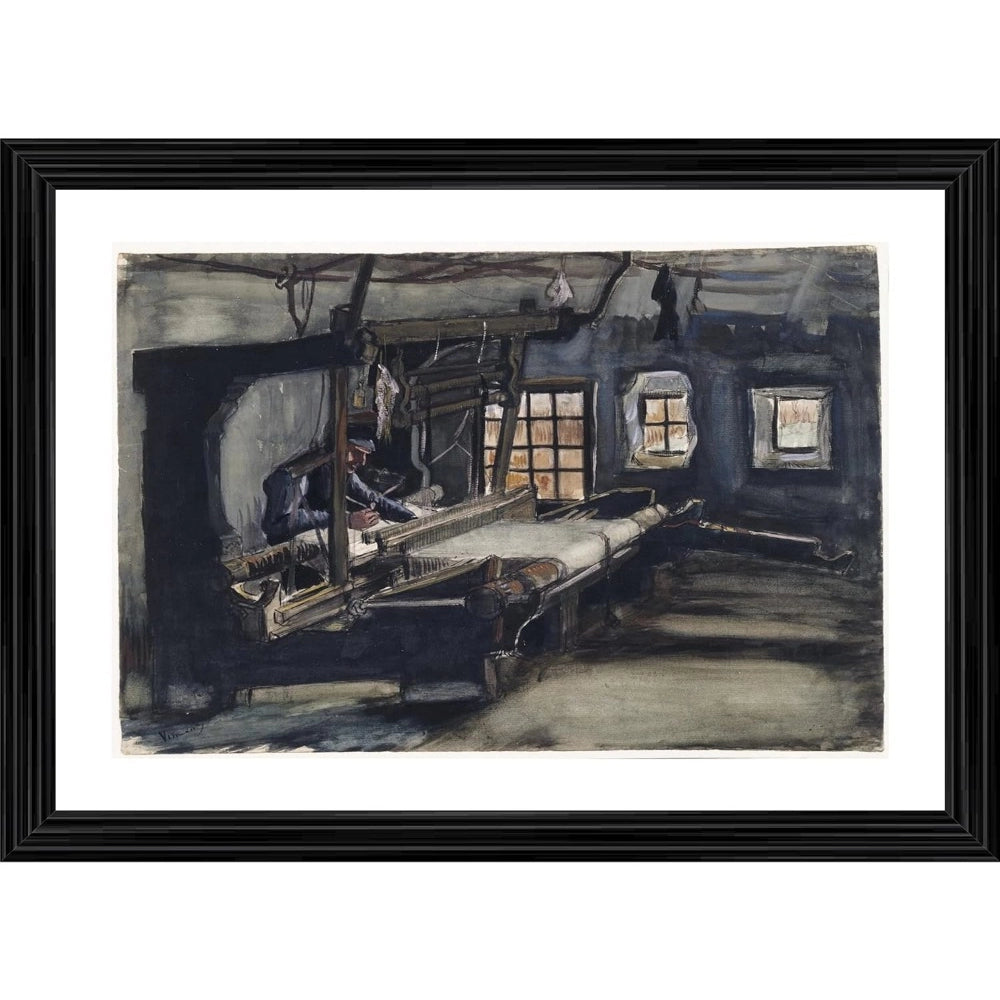 The painting depicts a weaver's loom from 1884