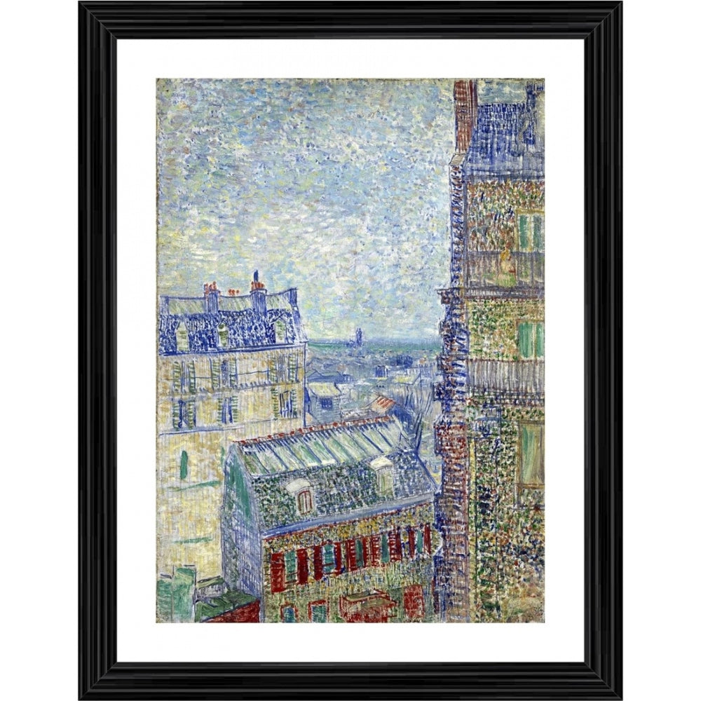 A 20th century impressionistic painting of a cityscape, captured in a vibrant mosaic photo frame