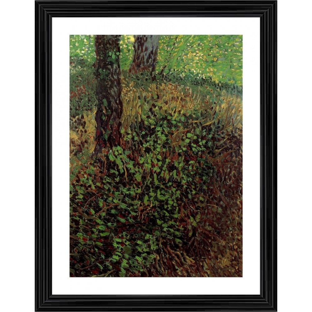 An impressionistic painting in a wood photo frame, capturing the essence of an undergrowth scene from 1887
