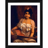 Historical portrait of a woman playing a stringed musical instrument, traditionally associated with Indian classical music