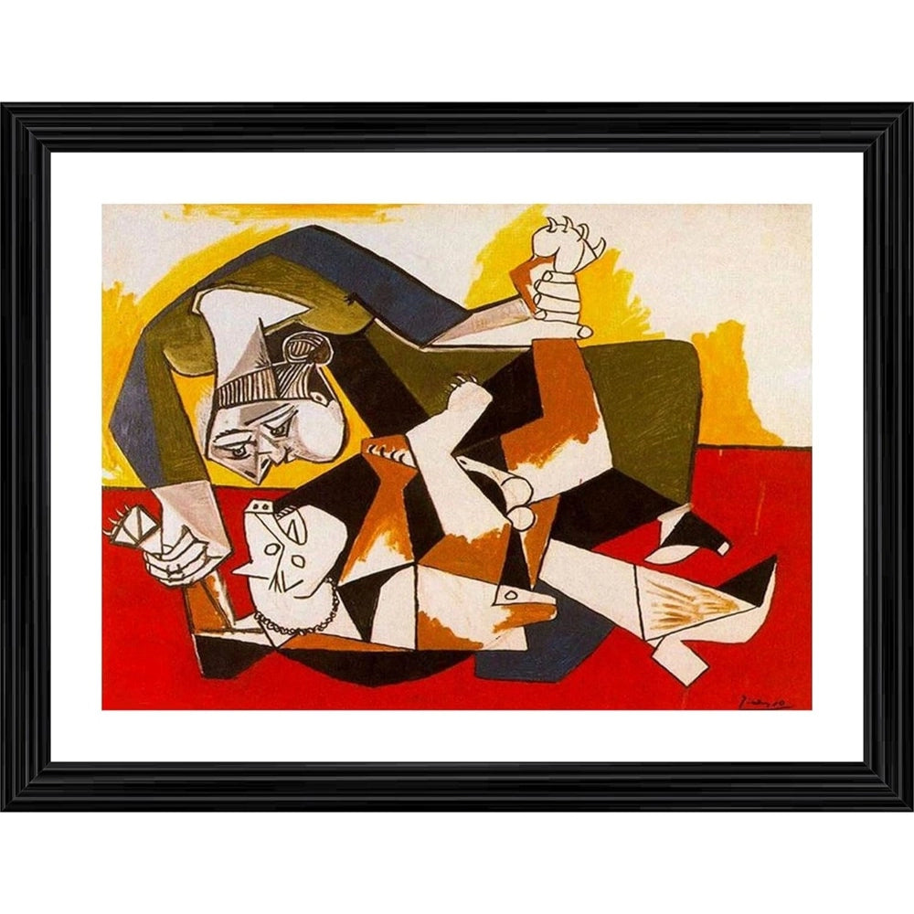 Woman, dog, holding leash, 1955 style painting