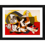Woman, dog, holding leash, 1955 style painting