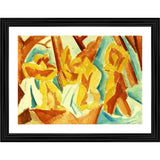 Multi-colored 1908 Women in a Forest painting with lightweight wood frame, 14"x18", wall mountable