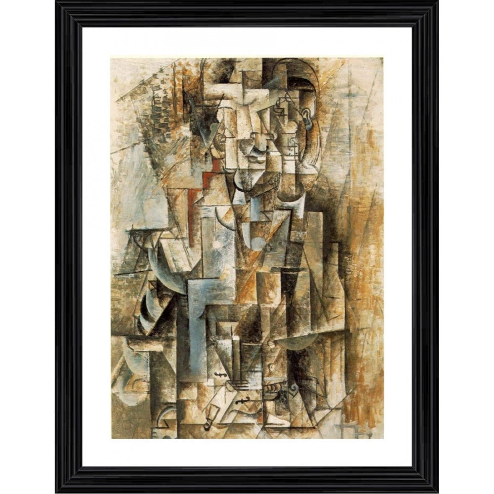 Multi-colored wood framed painting of a man with a violin, 14"x18", lightweight wall mount
