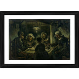 Multicolor wood framed Potato Eaters 1885 painting with lightweight wall mount, art piece displayed on easel