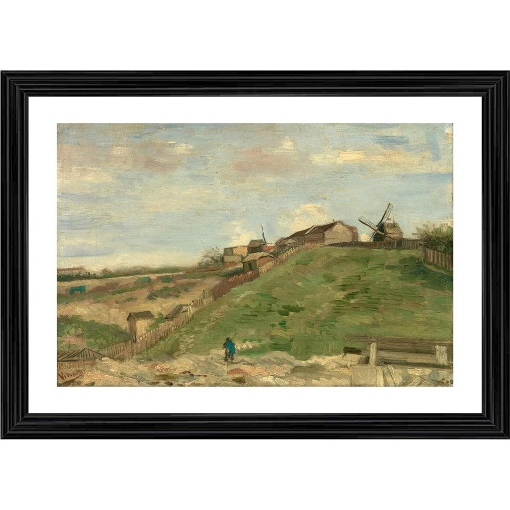 Multicolor wood framed painting of The Hill of Montmartre with Stone Quarry (1886), lightweight wall mount for display