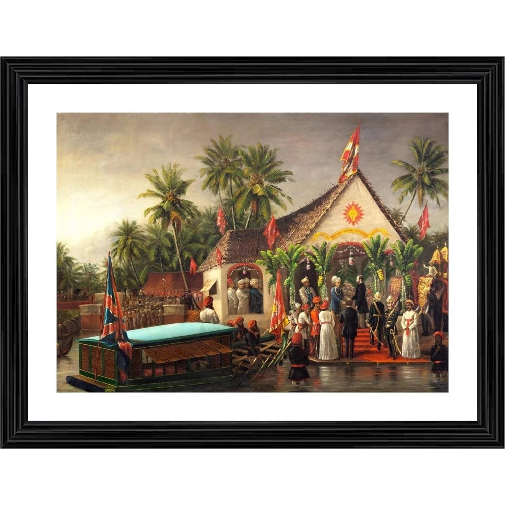 Historic Meet Maharaja of Travancore &amp; British Officials 1880 Painting With Wood Photo Frame (Multicolor) - GillKart