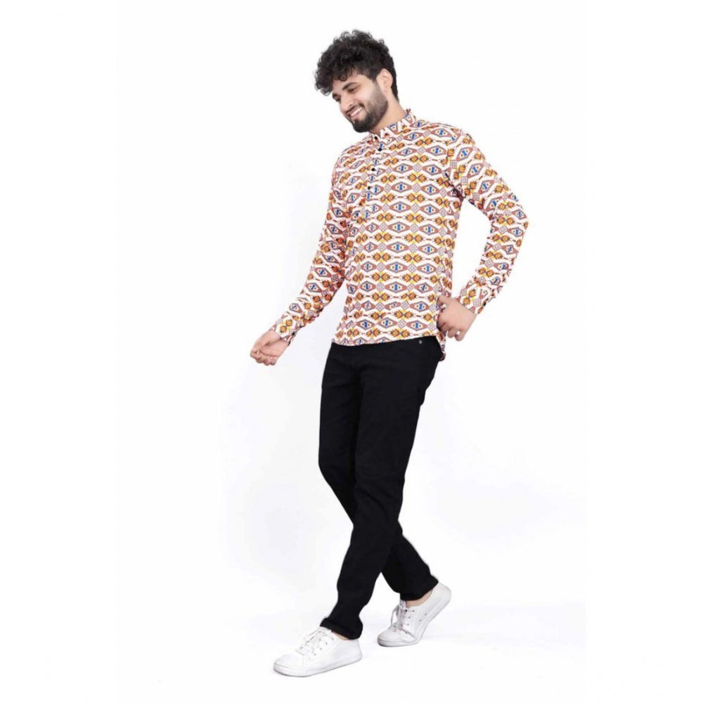 Men's cotton blended short kurta full sleeve multicolor