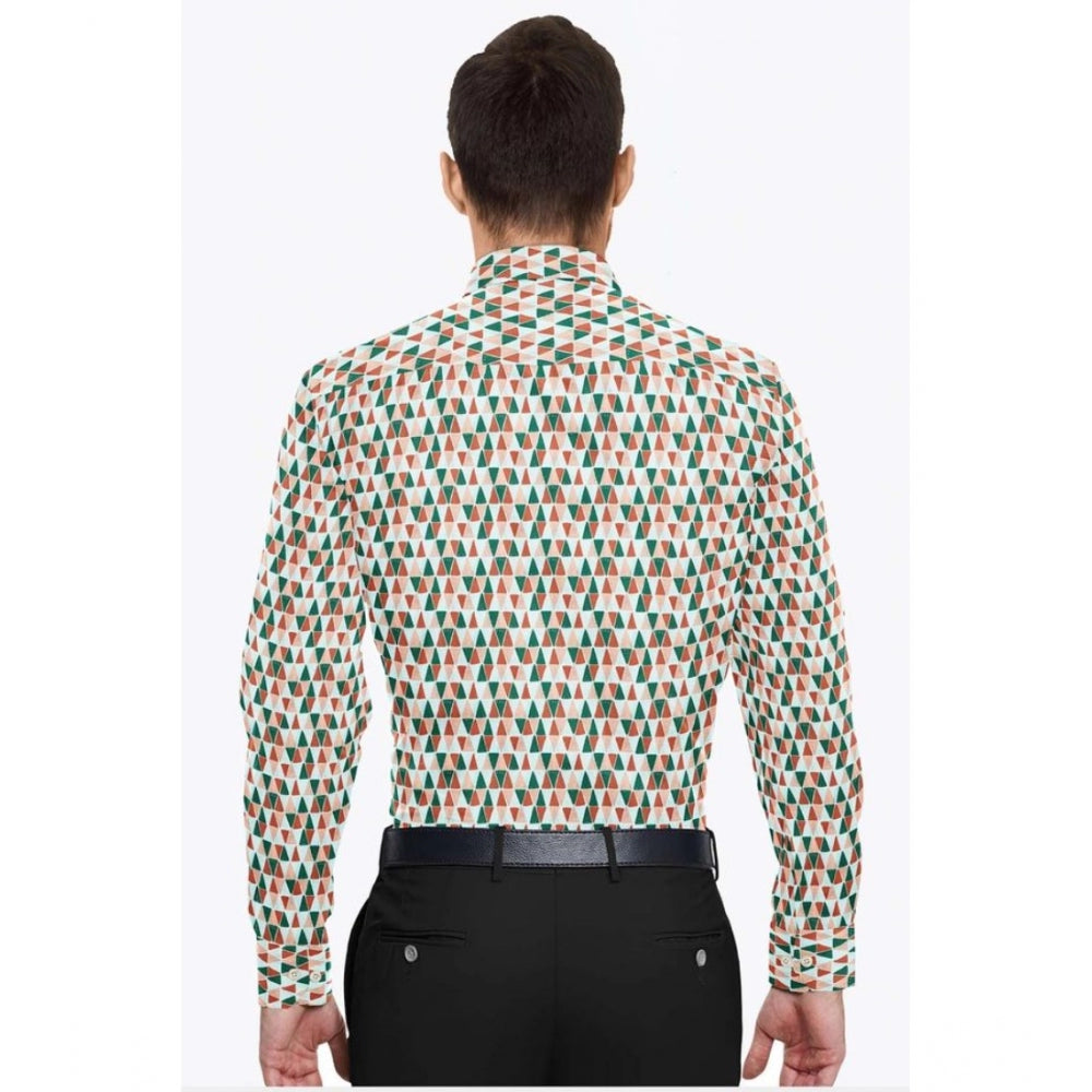 Multicolor cotton-blended men's printed full sleeve shirt with regular collar and button closure