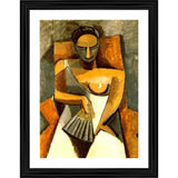 Artwork: Impressionist painting of a woman in a sleeveless dress holding a fan