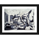 Modern painting in wood photo frame, surrealistic art style