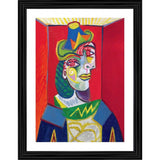 Multicolor wood-framed Buste de Femme painting with lightweight wall mount, 14"x18" size