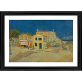 1888 impressionist painting of a European village, framed in wood with multi-colored background