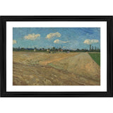 Multicolor wooden framed Ploughed Fields 1888 painting replica, lightweight wall mount for display
