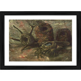 Multicolor wood framed painting "Birds Nests 1885" on wall mount, lightweight for easy hanging