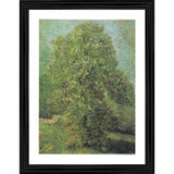 Multicolor wood-framed painting of Horse Chestnut Tree in blossom (1887), lightweight wall mount with vintage charm