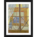 Multicolor framed painting, 1888 butcher's shop view, with wood frame