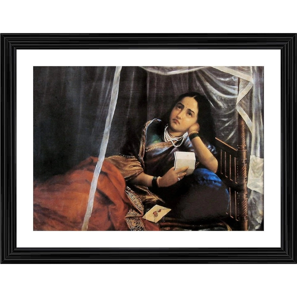 Multicolored wood photo frame Victorian painting of a woman