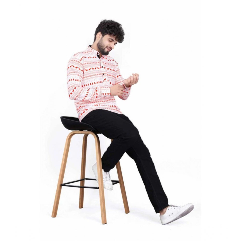 Men's cotton blended full sleeve short kurta multicolor