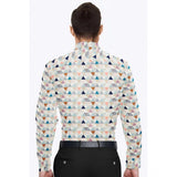 Multicolor cotton blended men's full sleeve shirt with printed design and regular collar