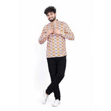Men's cotton blended shortkurta with multicolored print