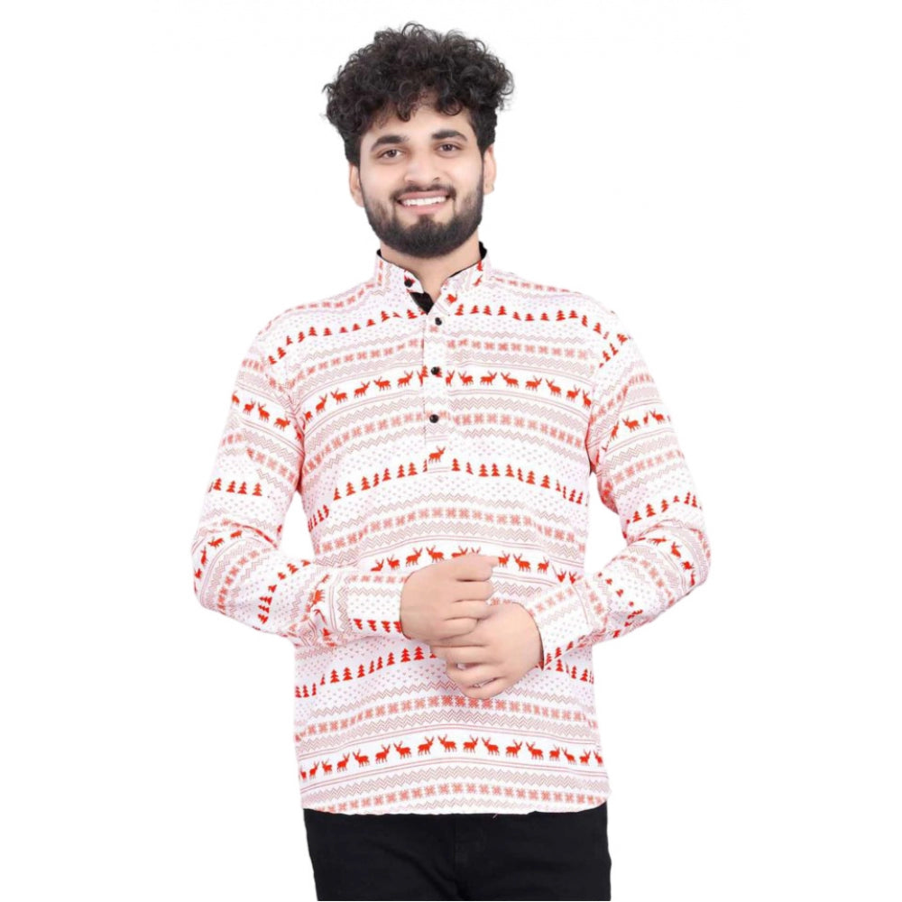 Men's cotton blend short kurta with colorful print